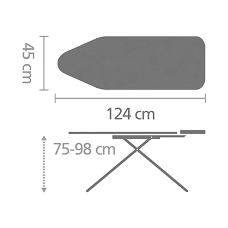 Маса за гладене Brabantia C 124x45cm с поставка за парогенератор, PerfectFlow Bubbles